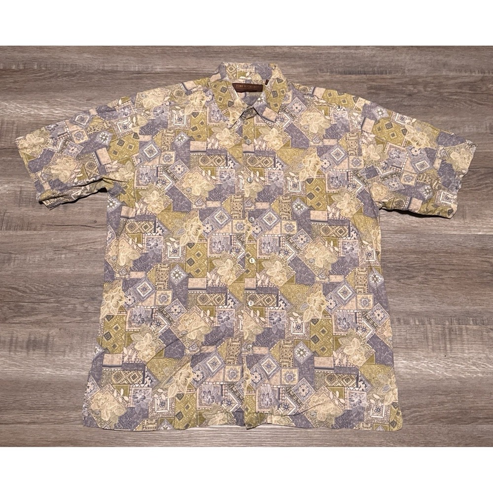 Tori Richard Men's Size Medium 100% Cotton Lawn Floral Hawaiian Shirt M